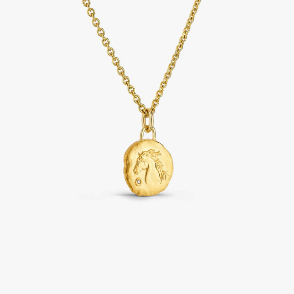 Médaille Arthus Bertrand Astro Cheval Or Jaune & Diamant 15 mm