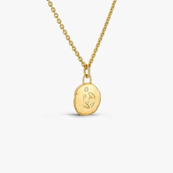 Médaille Arthus Bertrand Astro Poisson Or Jaune & Diamant 15 mm