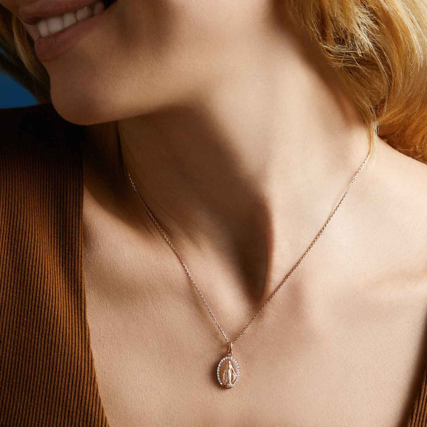 Médaille Arthus Bertrand Miraculeuse Or Rose Diamant