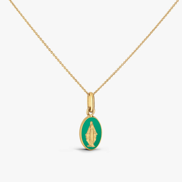 Médaille Arthus Bertrand Miraculeuse Vert Émeraude Or Jaune 10mm