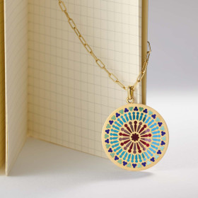 Médaille Arthus Bertrand Notre Dame de Paris Nord Vitrail Or Jaune 18 mm