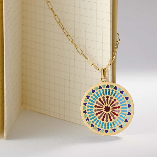 Médaille Arthus Bertrand Notre Dame de Paris Nord Vitrail Or Jaune 18 mm