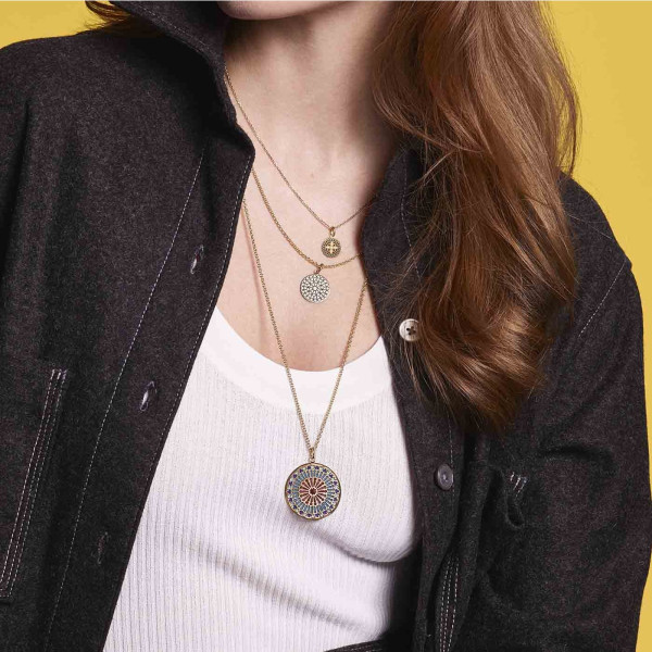 Médaille Arthus Bertrand Notre Dame de Paris Ouest Ivoire Or Jaune 18 mm