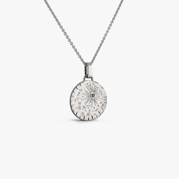 Médaille Arthus Bertrand Or blanc & Diamant Noir Pluie d'Etoiles 23 millimètres