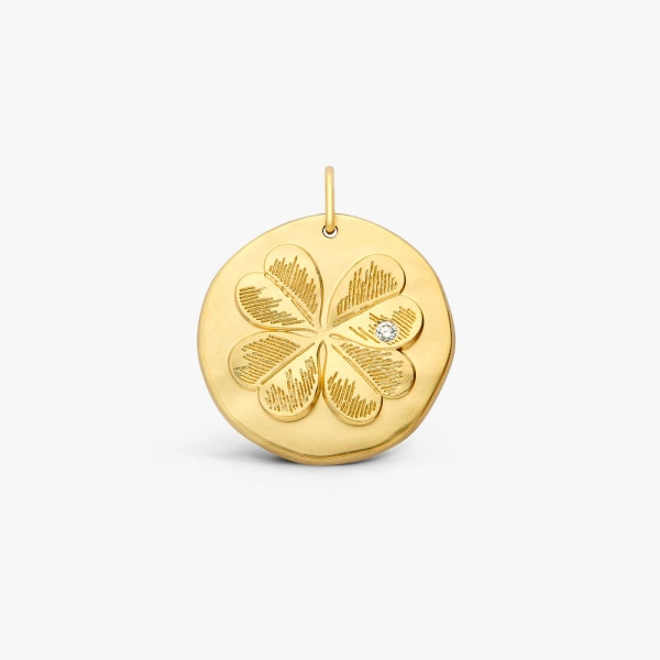 Médaille Arthus Bertrand Or Jaune & Diamant Trèfle 23 mm