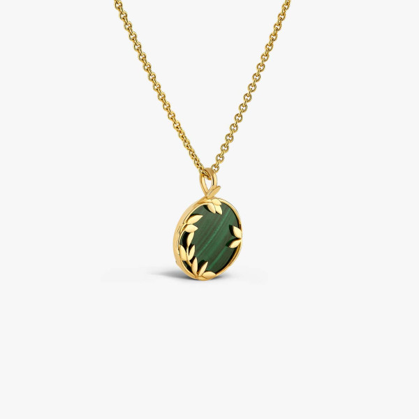 Médaille Arthus Bertrand Or Jaune & Malachite Flora 16 mm