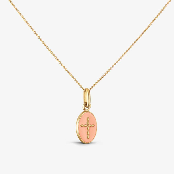 Pendentif Arthus Bertrand Croix Or Jaune Couleur Rose