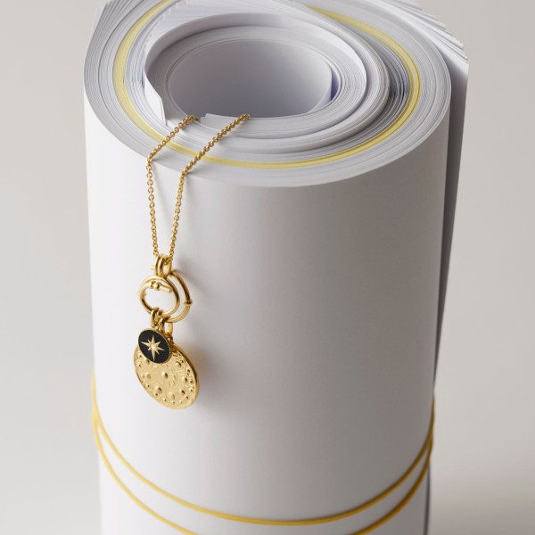 Pendentif Arthus Bertrand Or Jaune & Diamant Etoile Noir 10 mm