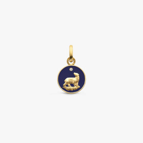Pendentif Arthus Bertrand Or Jaune & Diamant Ours Bleu Marine 10 mm