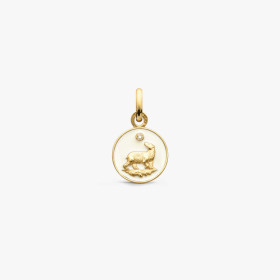 Pendentif Arthus Bertrand Or Jaune & Diamant Ours Ivoire 10 mm