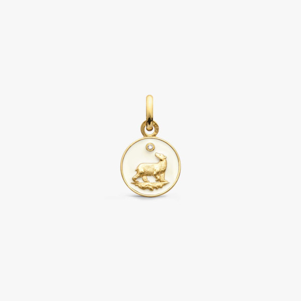 Pendentif Arthus Bertrand Or Jaune & Diamant Ours Ivoire 10 mm
