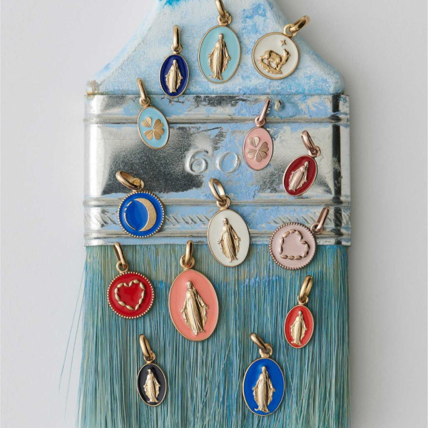 Pendentif Arthus Bertrand Or Jaune & Diamant Trèfle Bleu Marine 10 mm