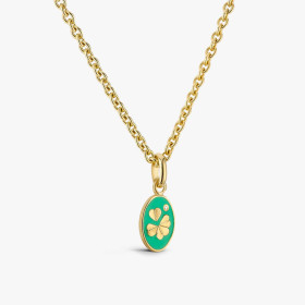 Pendentif Arthus Bertrand Or Jaune & Diamant Trèfle Vert d'Eau 10 mm