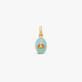 Pendentif Arthus Bertrand Or Jaune Coccinelle Bleu Ciel
