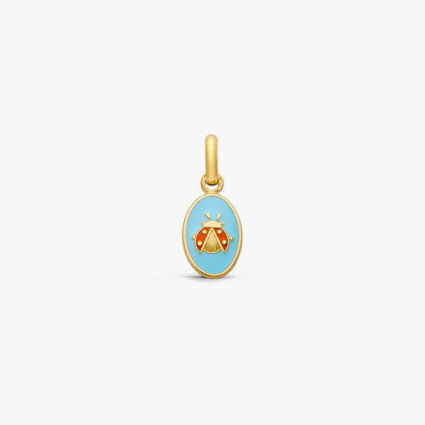 Pendentif Arthus Bertrand Or Jaune Coccinelle Bleu Ciel