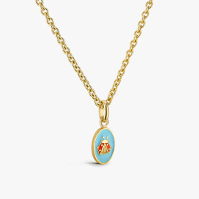 Pendentif Arthus Bertrand Or Jaune Coccinelle Bleu Ciel