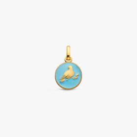 Pendentif Arthus Bertrand Or Jaune Colombe Bleu Ciel 10 mm