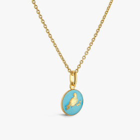 Pendentif Arthus Bertrand Or Jaune Colombe Bleu Ciel 10 mm