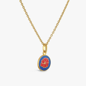 Pendentif Arthus Bertrand Or Jaune Coquelicot Bleu Roi 10 mm