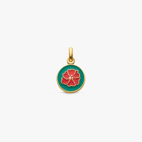Pendentif Arthus Bertrand Or Jaune Coquelicot Emeraude 10 mm