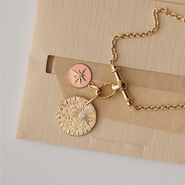 Pendentif Arthus Bertrand Or Jaune Etoile Rose Poudré 10 millimètres