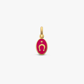 Pendentif Arthus Bertrand Or Jaune Fer à Cheval Fuchsia