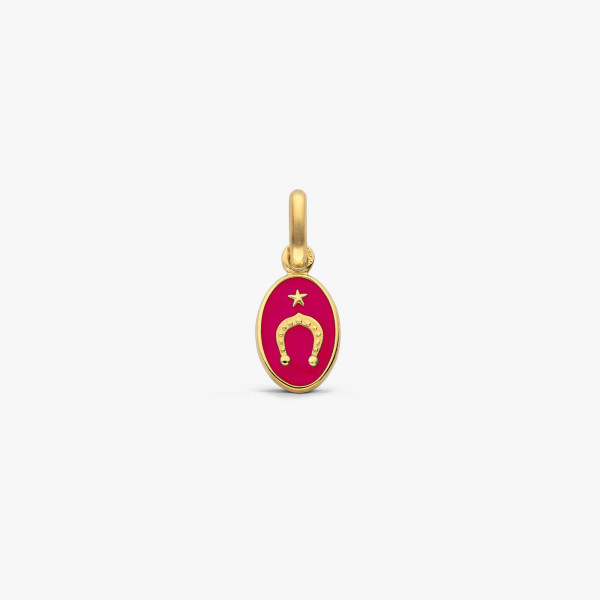 Pendentif Arthus Bertrand Or Jaune Fer à Cheval Fuchsia