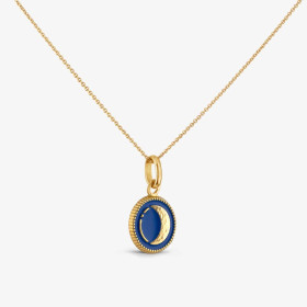 Pendentif Arthus Bertrand Or Jaune Lune Bleu Roi 10 millimètres