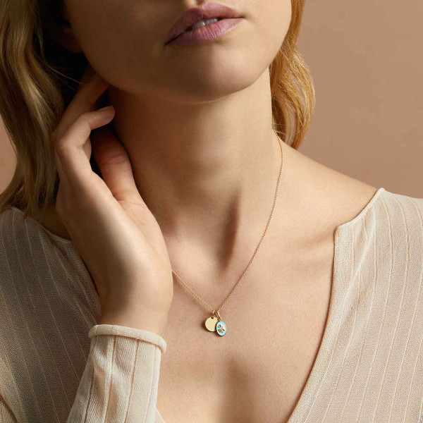 Pendentif Arthus Bertrand Or Jaune Trèfle Bleu Ciel