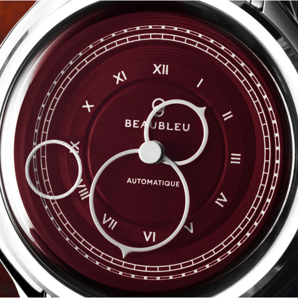 Montre Beaubleu La Pièce n°1 Lie de vin Bracelet Cuir Noir Grainé