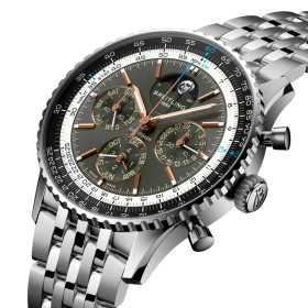 Montre Breitling Navitimer B19 Chronograph 43 Perpetual Calendar Cadran anthracite Bracelet Acier inoxydable