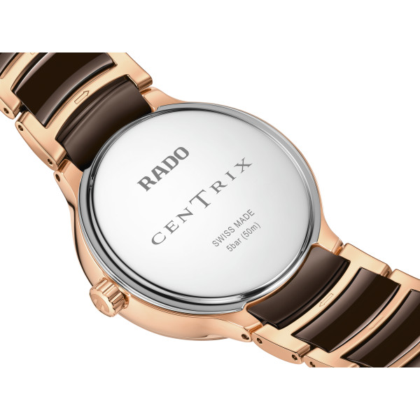 Montre Rado Centrix Moonphase Quartz Cadran Brun Bracelet Brun