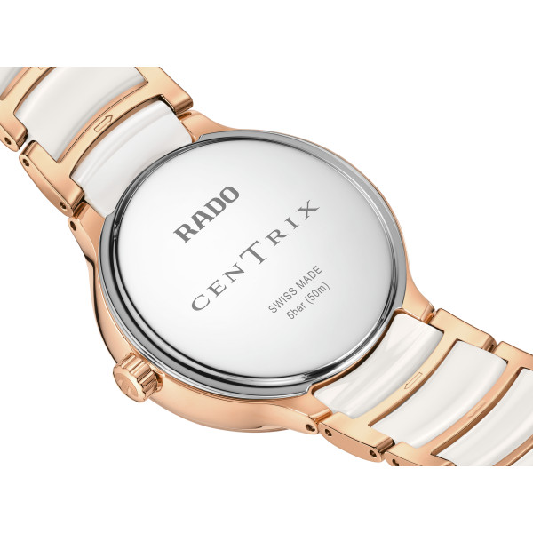 Montre Rado Centrix Moonphase Quartz Cadran Blanc Bracelet Blanc