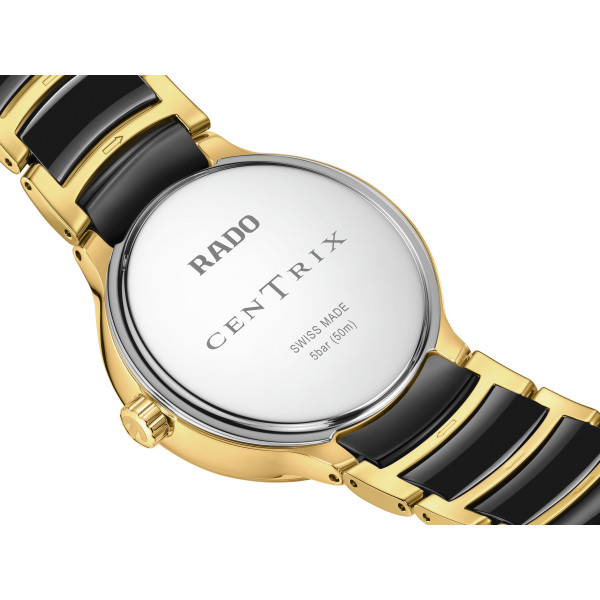 Montre Rado Centrix Moonphase Quartz Cadran Noir Bracelet Noir