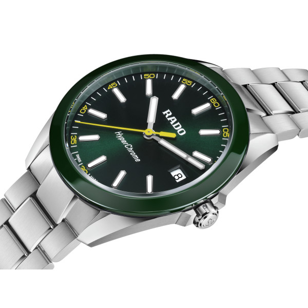Montre Rado Hyperchrome Quartz Cadran Vert Bracelet Argenté