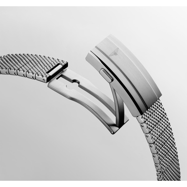 Montre Longines Hydroconquest 42 mm Automatique Cadran Noir laqué poli Bracelet Acier Maille Milanaise