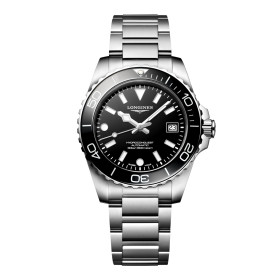 Montre Longines Hydroconquest 39 mm Automatique Cadran Noir laqué poli Bracelet Acier