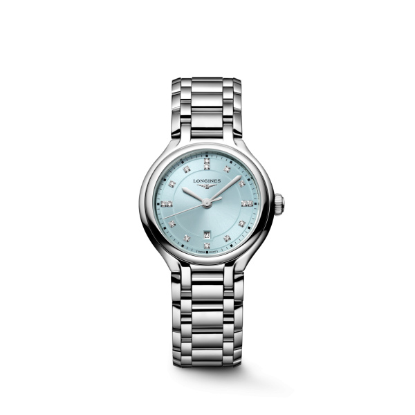Montre Longines primaluna 30 mm Quartz Cadran Bleu menthe soleillé Bracelet Acier