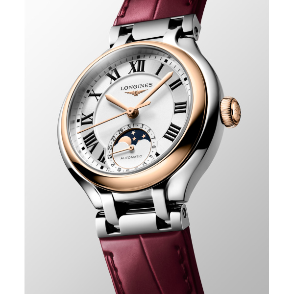 Montre Longines Longines primaluna moonphase 34 mm Automatique Cadran Argenté "soleil" Bracelet