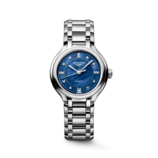 Montre Longines Longines primaluna 34 mm Automatique Cadran Nacre bleue lumineuse Bracelet Acier