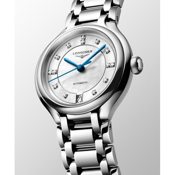 Montre Longines Longines primaluna 34 mm Automatique Cadran Nacre blanche Bracelet Acier