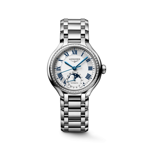 Montre Longines Longines primaluna moonphase 34 mm Automatique Cadran Argenté Bracelet Acier