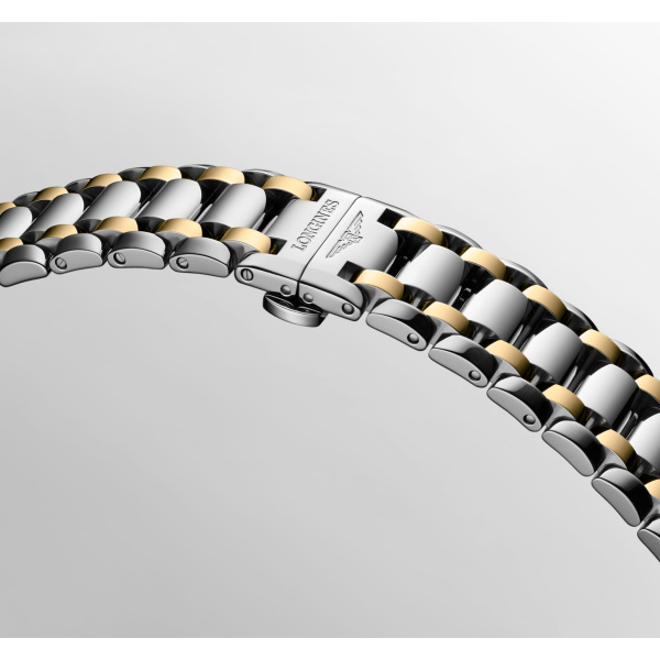 Montre Longines Longines primaluna moonphase 34 mm Automatique Cadran Argenté Bracelet Acier et Or Jaune