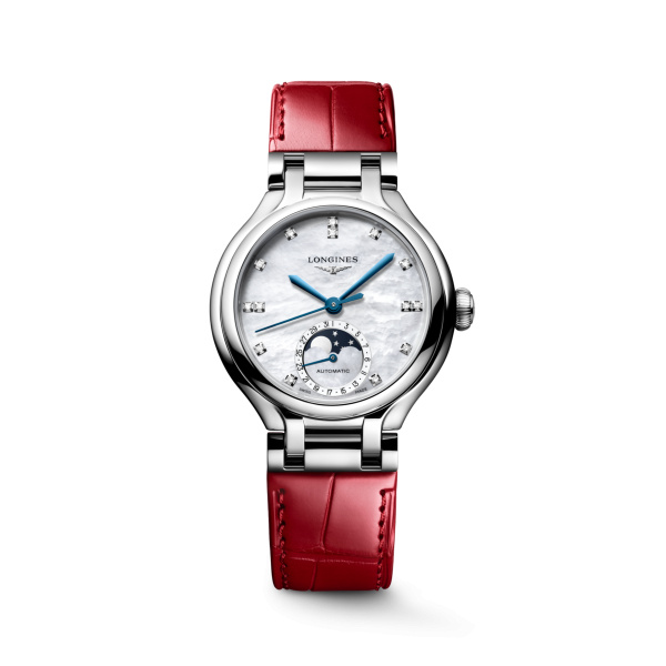 Montre Longines Longines primaluna moonphase 34 mm Automatique Cadran Nacre blanche Bracelet