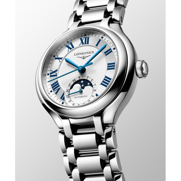 Montre Longines Longines primaluna moonphase 34 mm Automatique Cadran Argenté Bracelet Acier
