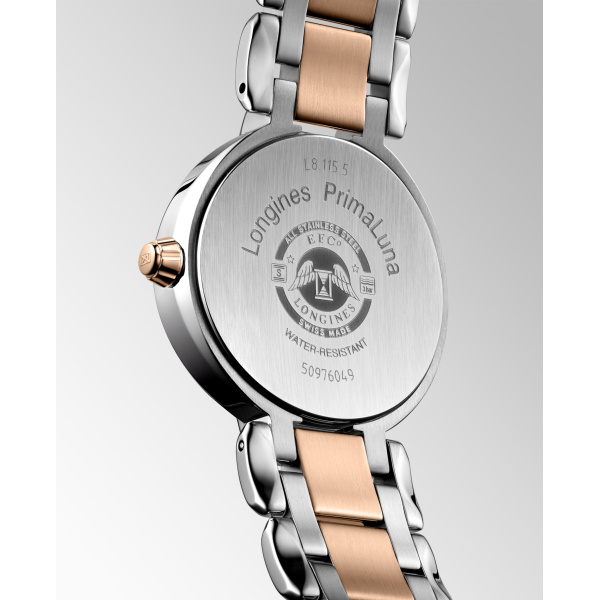 Montre Longines Longines primaluna moonphase 30.50 mm Quartz Cadran Taupe Bracelet Acier et Or Rose