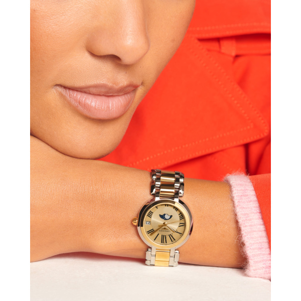 Montre Longines Longines primaluna moonphase 30.50 mm Quartz Cadran Doré Bracelet Acier et Or Jaune