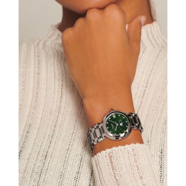 Montre Longines Longines primaluna moonphase 30.50 mm Quartz Cadran Vert Bracelet Acier