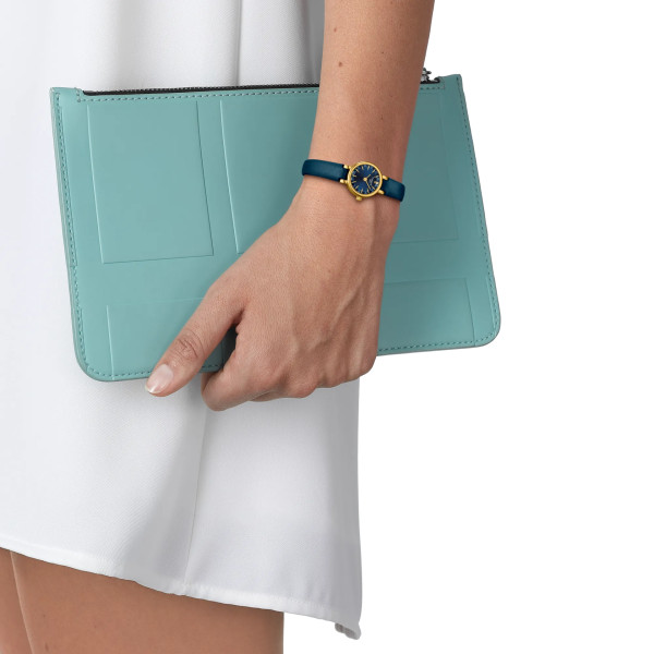 Montre Tissot Lovely Round Quartz Cadran Bleu Bracelet Cuir Bleu