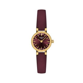 Montre Tissot Lovely Round Quartz Cadran Bleu Bracelet Cuir Bordeaux